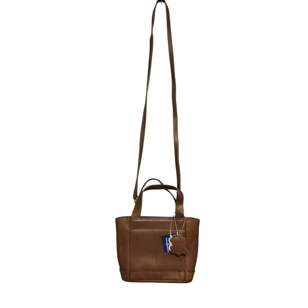 Leather Bucket Crossbody Bag Hillard & Hanson Cognac Vintage NWT‎